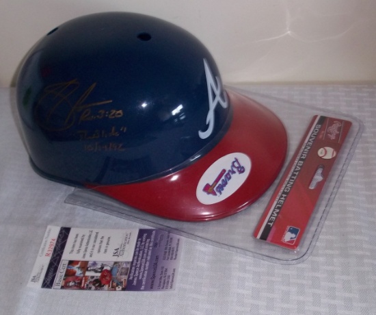 Autographed Sid Bream Full Size New Braves MLB Baseball Helmet The Slide Inscription JSA COA