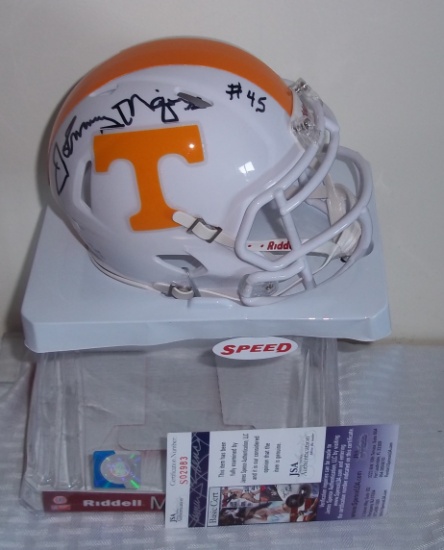 Johnny Majors Autographed Mini Football Helmet Tennessee Volunteers Coach Rare Rocky Top JSA COA