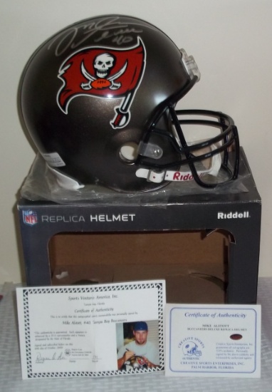 Mike Alstott Autographed Full Size NFL Football Helmet Tampa Bay Buccaneers COA Very Rare Low Pop