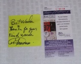George Foreman Autographed Post It Note Cut Boxing Boxer JSA COA Would Look Great Framed w/ Photo