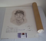 Billy Martin Autographed Baseball Signed Print Yankees w/ Original Tube JSA COA 18x24