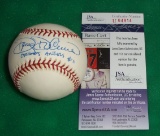 Autographed ROMLB Baseball Doug Decencis Orioles Angels JSA COA Inscription