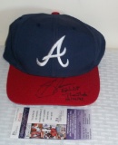 Autographed Sid Bream Braves MLB Baseball Snapback Cap Hat 1990s The Slide Inscription JSA COA
