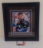 NASCAR Autographed 8x10 Photo Denny Hamlin Fed Ex Framed & Matted JSA COA