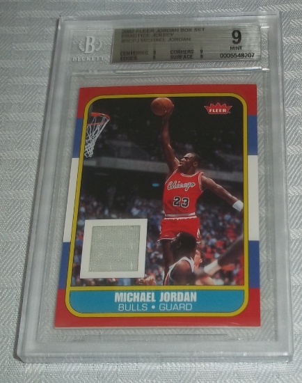 2007-08 Fleer NBA Basketball Box Set GU Jersey Insert Michael Jordan BGS Beckett GRADED 9 MINT Bulls