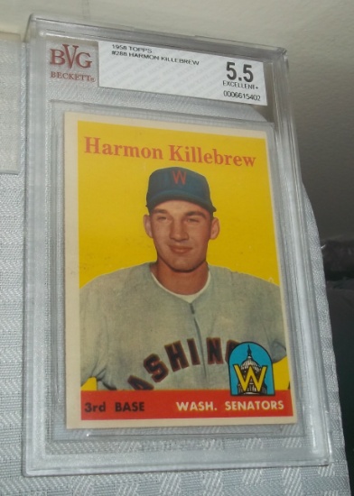 1958 Topps Baseball #288 Harmon Killebrew Twins HOF Beckett GRADED 5.5