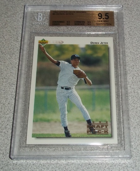 1992 Upper Deck Baseball #5 Derek Jeter Yankees Rookie Card RC BGS 9.5 Beckett GEM MINT