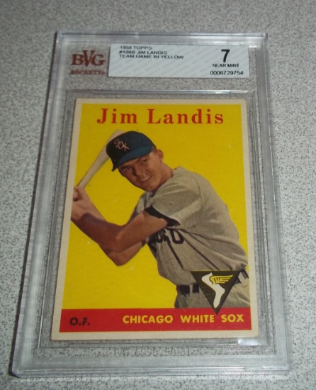 1958 Topps Baseball #108B Jim Landis Variation Yellow Team Name Beckett GRADED 7 NRMT White Sox