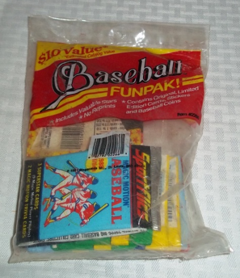 Late 1980s Baseball Fun Pack Unopened Card Wax Packs Mixture #1