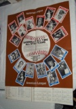 1980s Baseball Card Calendar w/ Stars HOFers Brooks Williams Mays Clemente Fox Banks Musial Kaline