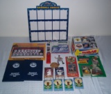 Misc Sports Lot w/ 1982 1983 1984 Topps Traded Baseball Empty Boxes Pins Wax Box Cards & More