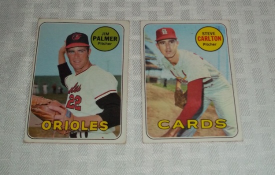 1969 Topps MLB Baseball Pitchers HOF Pair Steve Carlton & Jim Palmer