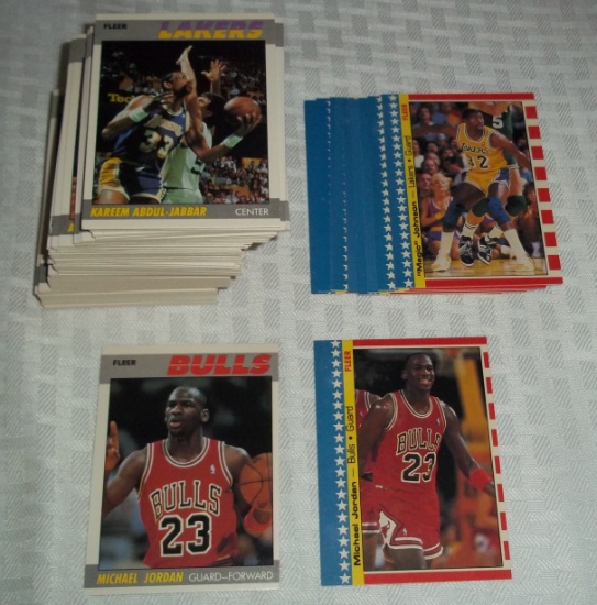 1987-88 Fleer NBA Basketball COMPLETE Set w/ 11 Stickers #1-132 Jordan Bird Magic HOF NRMT