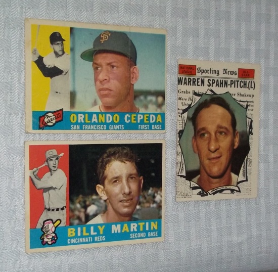 1960 Topps Baseball Orlando Cepeda Billy Martin w/ 1961 AS Warren Spahn HOF MLB