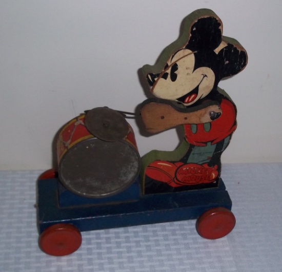 Vintage 1930s 1940s Mickey Mouse Drummer Toy Fisher Price Walt Disney Rare