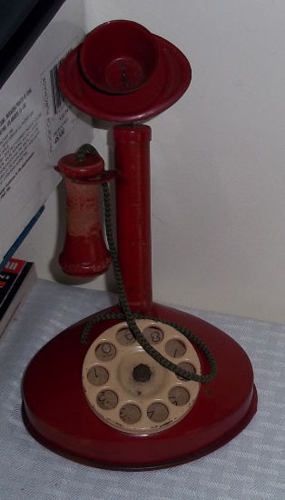 1940s Stitch Metal Wooden Toy Rotary Phone Candlestick Telephone