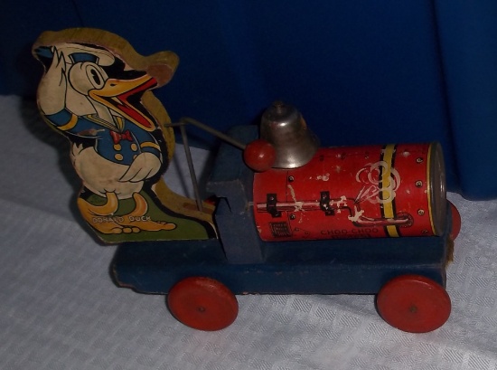 Vintage 1930s 1940s Choo Choo #465 Fisher Price FP Toy Donald Duck Disney Pull Toy