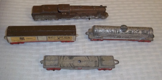 4 Piece Vintage 1940s Tootsie Toy Train Set United States Of America