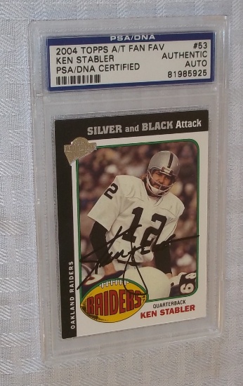 2004 Topps Fan Favorites Autographed Insert Ken Stabler Raiders PSA Slabbed NFL Football Card HOF