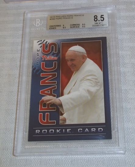 2015 Phillies Team Issue #266 Pope Francis Rookie Card RC BGS Beckett GRADED 8.5 NRMT MINT Rare