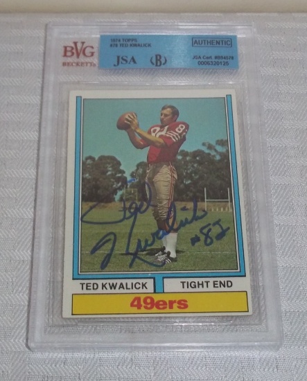 1974 Topps NFL Football Card #78 Ted Kwalick 49ers Penn State JSA Beckett Slabbed
