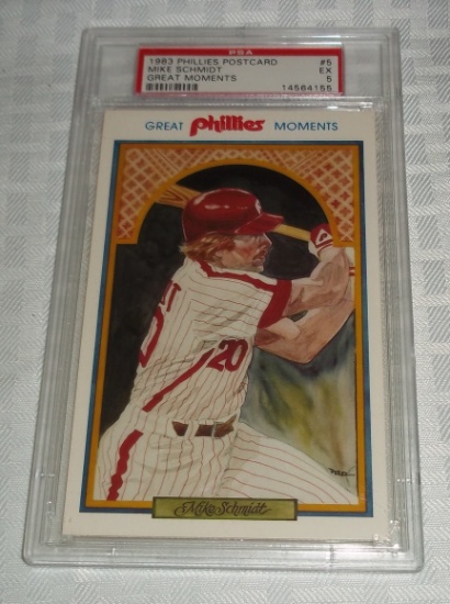 1983 Phillies Postcard Mike Schmidt Great Moments PSA GRADED 5 HOF Jumbo Card Low Pop Slabbed