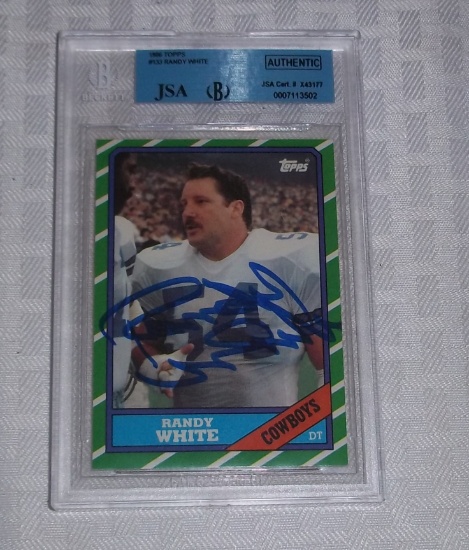 1986 Topps NFL Football #133 Randy White Cowboys JSA Beckett Autographed Slabbed HOF
