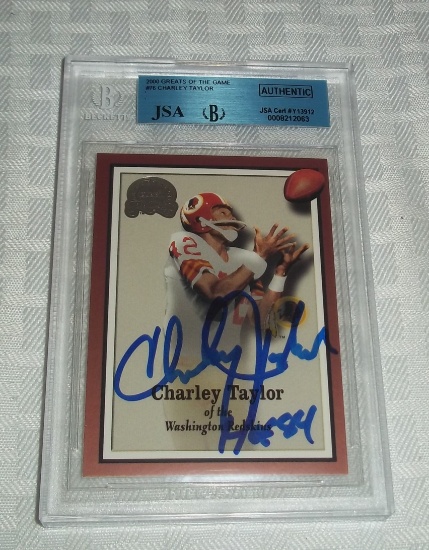 2000 Fleer Greats Of The Game Autographed Slabbed JSA Beckett BGS Charley Taylor Redskins HOF