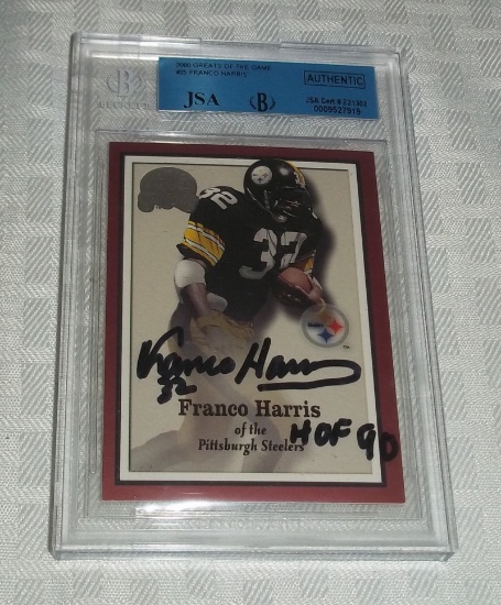 2000 Fleer Greats Of The Game Autographed Slabbed JSA Beckett BGS Franco Harris Steelers HOF PSU