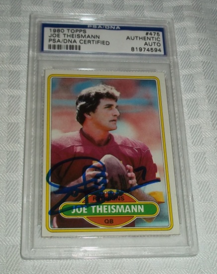 1980 Topps NFL Football Card PSA Slabbed Autographed Joe Theismann Redskins