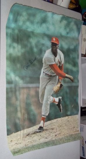 Bob Gibson Huge Poster Signed Autographed Cardinals HOF Pitcher 24x36 JSA COA