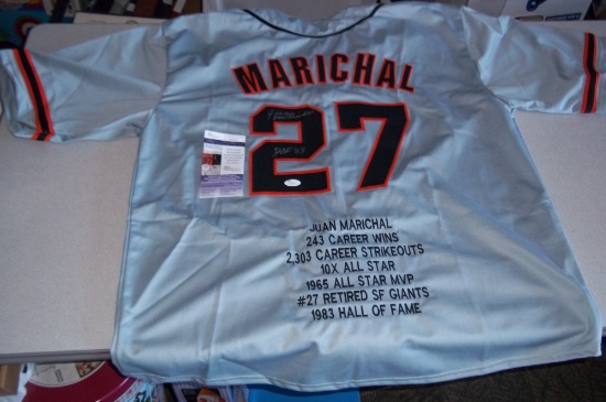 Juan Marichal Autographed Signed Baseball Rare Stat Jersey w/ HOF Inscription Giants JSA COA