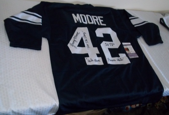 Lenny Moore Penn State Football Jersey PSU w/ 5 Inscriptions Rare Signed Autographed JSA COA HOF