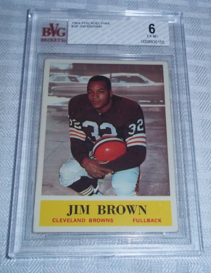 1964 Philadelphia Brand NFL Football Card #30 Jim Brown Browns HOF Beckett GRADED 6 EX-MT