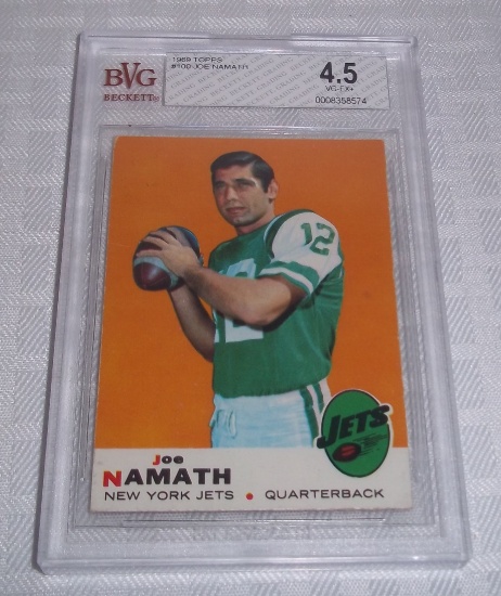 Vintage 1963 Topps NFL Football Card #100 Joe Namath Jets Beckett GRADED 4.5 HOF VG-EX+