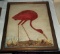 Vintage Antique Flamingo Feathers Artwork Pink Framed Old Rare Measures 16x19''