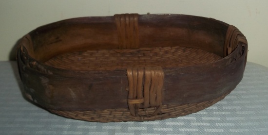 Early Hand Made Mexican Mexico Primitive Woven Basket Wooden 1800s?