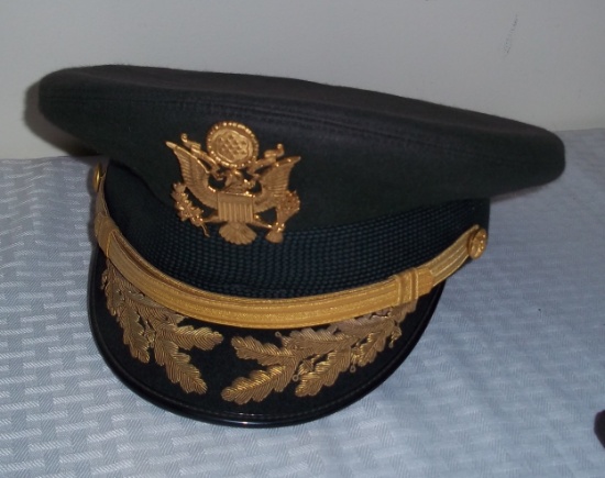 Vintage Korean War Era Art Caps Hat Military Headwear w/ Badge Army Navy