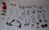 Vintage Jewelry Earrings Lot Regular & Clip Ons Old 20+ Pairs Costume Mid Century Gold? Silver?