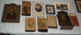 Old Antique Candid Portraits Family Photos Pictures Lot Old Frames 1800s Cabinet
