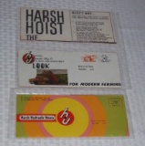 3 Vintage Dealer Brochures Advertising Harsh Hydraulic Hoists Farmers Farming Farm Ads Booklets