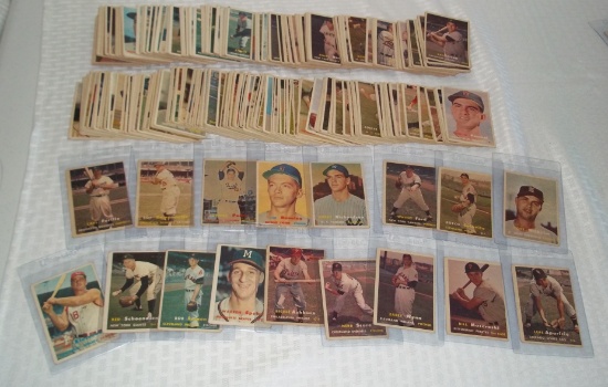 1957 Topps Baseball Starter Near Set All Different Cards 311/407 Stars HOF RCs Campy Spahn Maz Ford