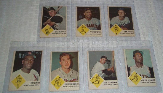 Vintage Starter Near Set 1963 Fleer MLB Baseball Cards 52/66 Stars HOFers Clemente Brooks Yaz Gibson