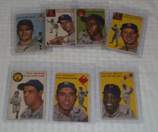 Vintage Starter Set 55 Different Cards 1954 Topps Baseball 55/250 Stars HOFers Mays Hodges High BV $