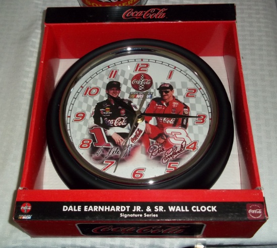New NASCAR Dale Earnhardt Sr & Jr Wall Clock Signature Series