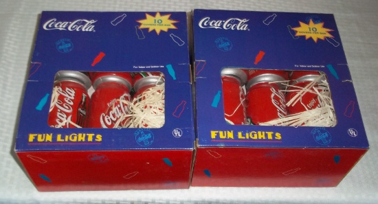 (2) Sets Coke Coca-Cola Fun Lights MIB 10 Per Box