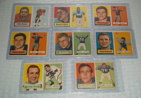 8 Vintage 1957 Topps NFL Football Cards Lot Blanda x2 Brown Bednarik Groza Donovan Matson Marchetti