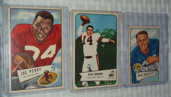 Vintage Bowman NFL Football Card Trio Large Small Otto Graham Joe Perry Andy Robustelli