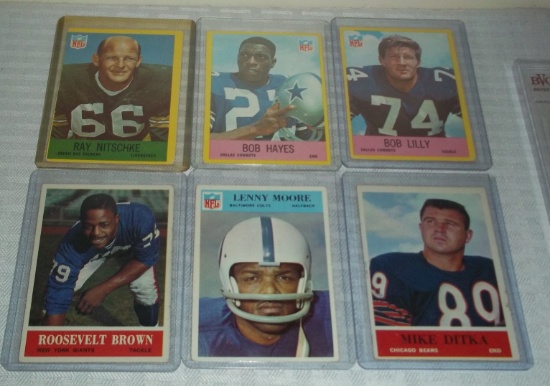 Vintage 1960s Philadelphia Brand NFL Football Cards Star Lot Hayes Brown Nitschke Lilly Moore Ditka