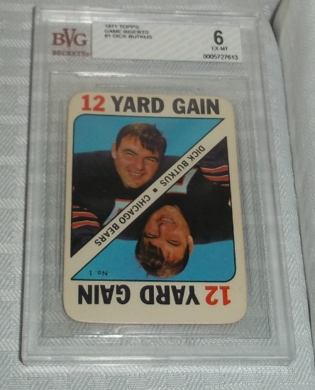 Vintage 1971 Topps NFL Football Game Insert Card Dick Butkus Bears HOF Beckett GRADED 6 EX-MT